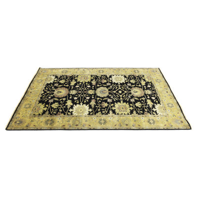 Tapis oriental noir Oushak Chobi