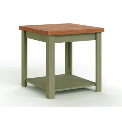 24" Square Side Table, Sage And Fruitwood, Made From Poplar 24 Inch Material, No Assembly