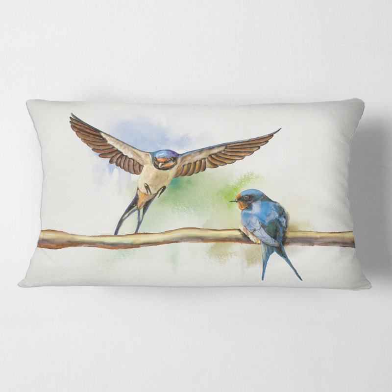Two Barn Swallows Birds Rectangular Pillow Cover & Insert