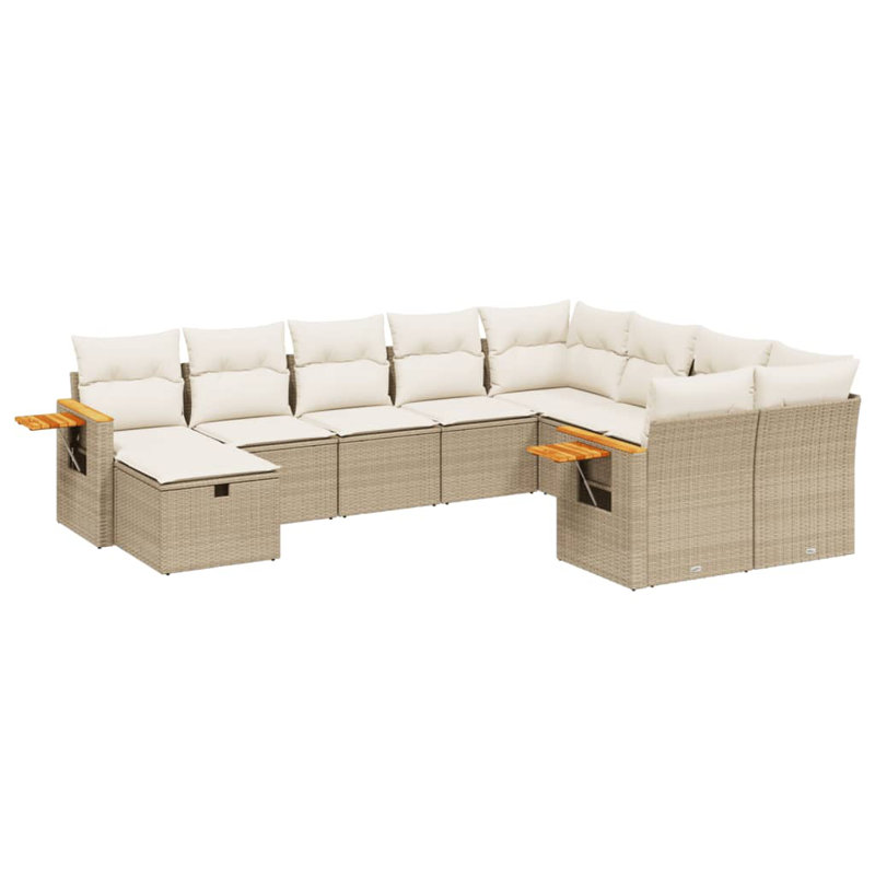 Vidaxl Sofa Set, Cream Cushion/Beige Frame