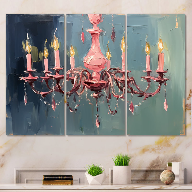 Luminaire lustre baroque rose Brilliance II - lustre, art mural, Toile tendue, H 28 po x l 36 po x P 1 po