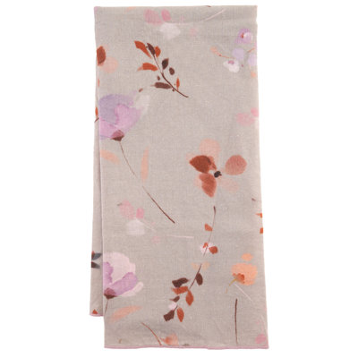 LINEN BLEND TEA TOWEL  GRAY/LILAC FLORAL