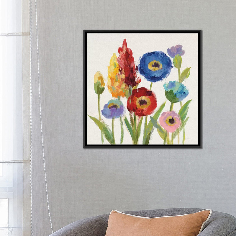 «Wild Garden I», impression sur toile tendue, H 26 po x l 26 po x P 1,5 po, Toile avec cadre noir, Pas de tapis