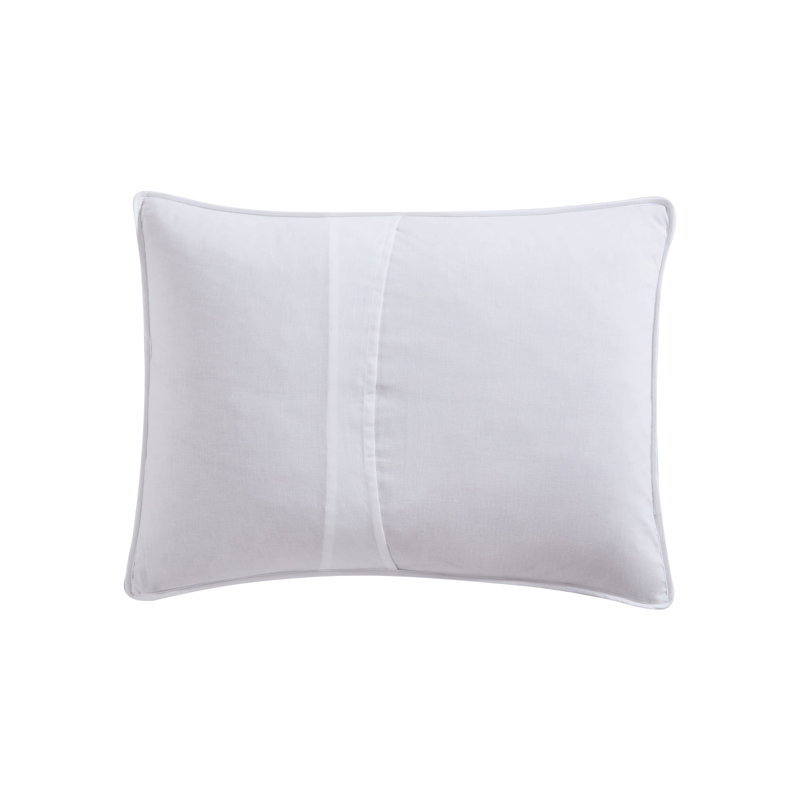 Standard White and Gray Cotton Embroidered Sham