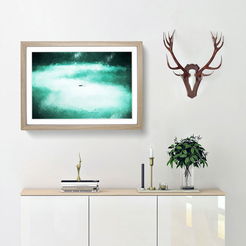 Rowing Boat in Switzerland in Abstract - Picture Frame Graphic Art Print, 60cm H x 91cm W x 2cm D, Oak