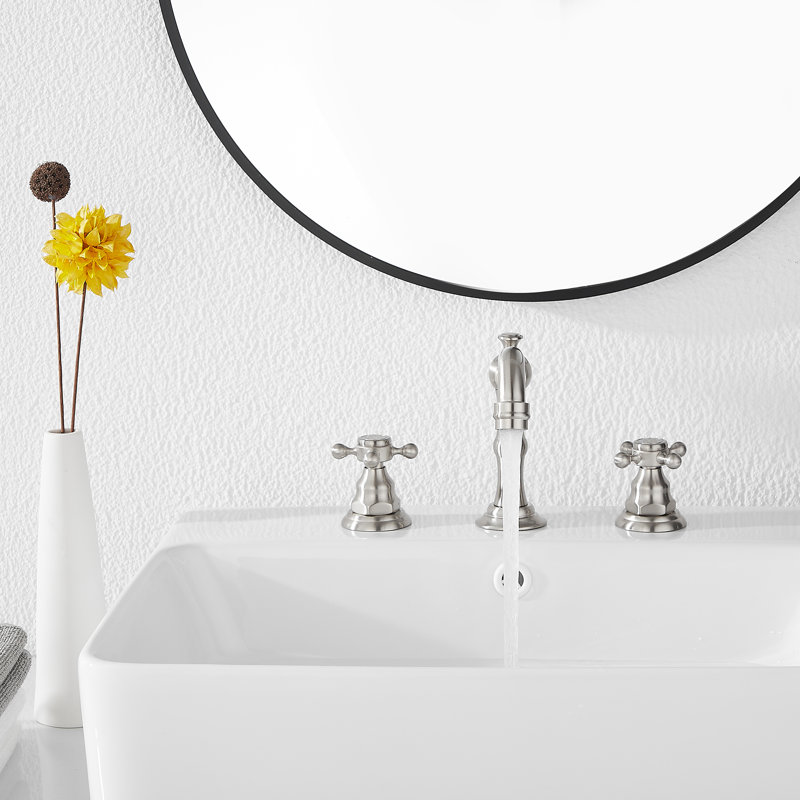 2-handle Bathroom Faucet with Drain Assembly, Brushed Nickel