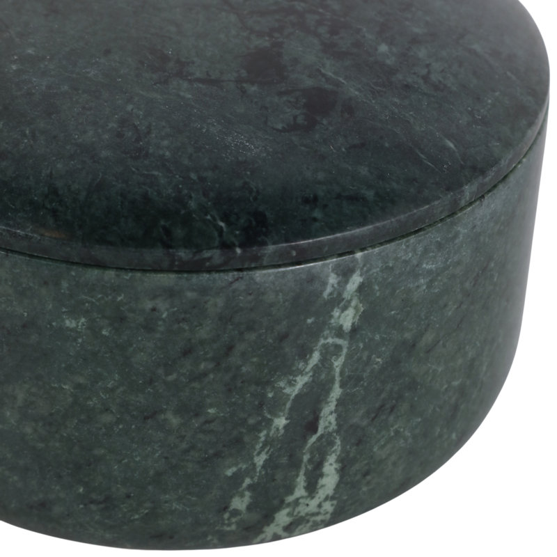 Boîte de rangement ronde moderne en marbre avec couvercle, idéale pour la décoration de votre coiffeuse ou de votre bureau - 12,7 cm (5 pouces), verte