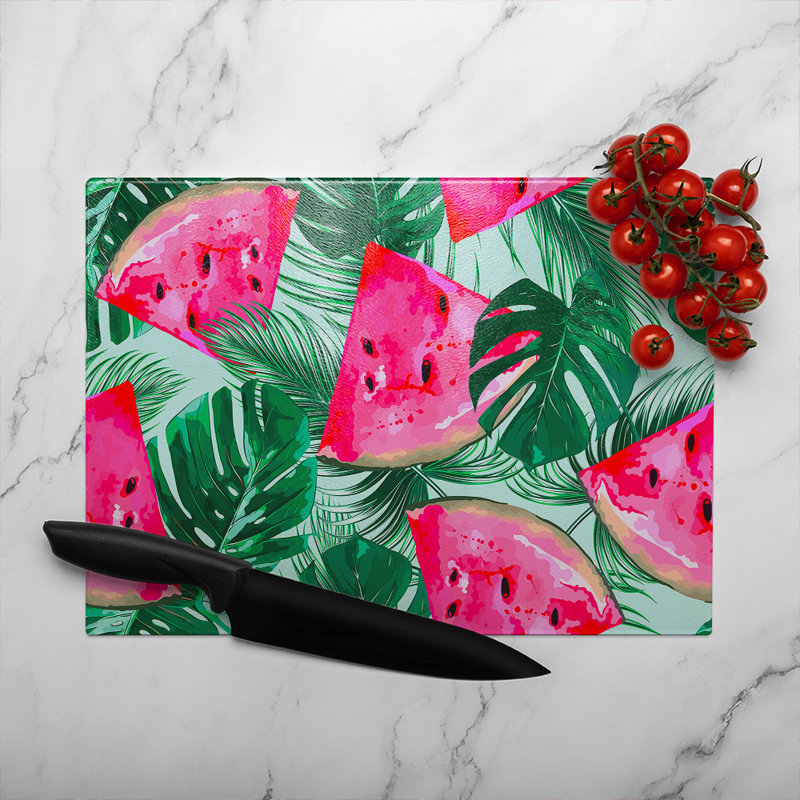 Watermelon Glass Chopping Board, 28cm L x 20cm W