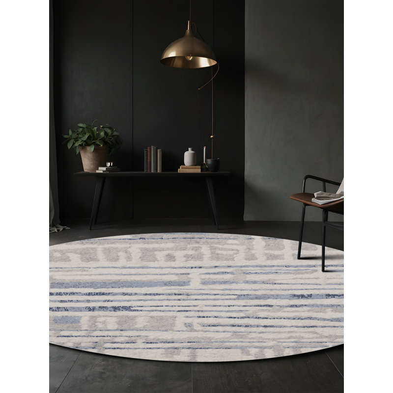 Machine Washable Beige Area Rug, Round 6'
