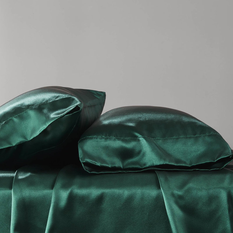 Taies d'oreiller en satin de luxe 2 pièces, Taie d'oreiller taille très grand, Emerald
