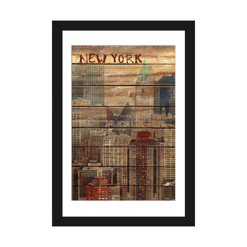 New York III, impression sur toile tendue, Papier d'art encadré noir, Blanc, H 32 po x l 24 po x P 1 po