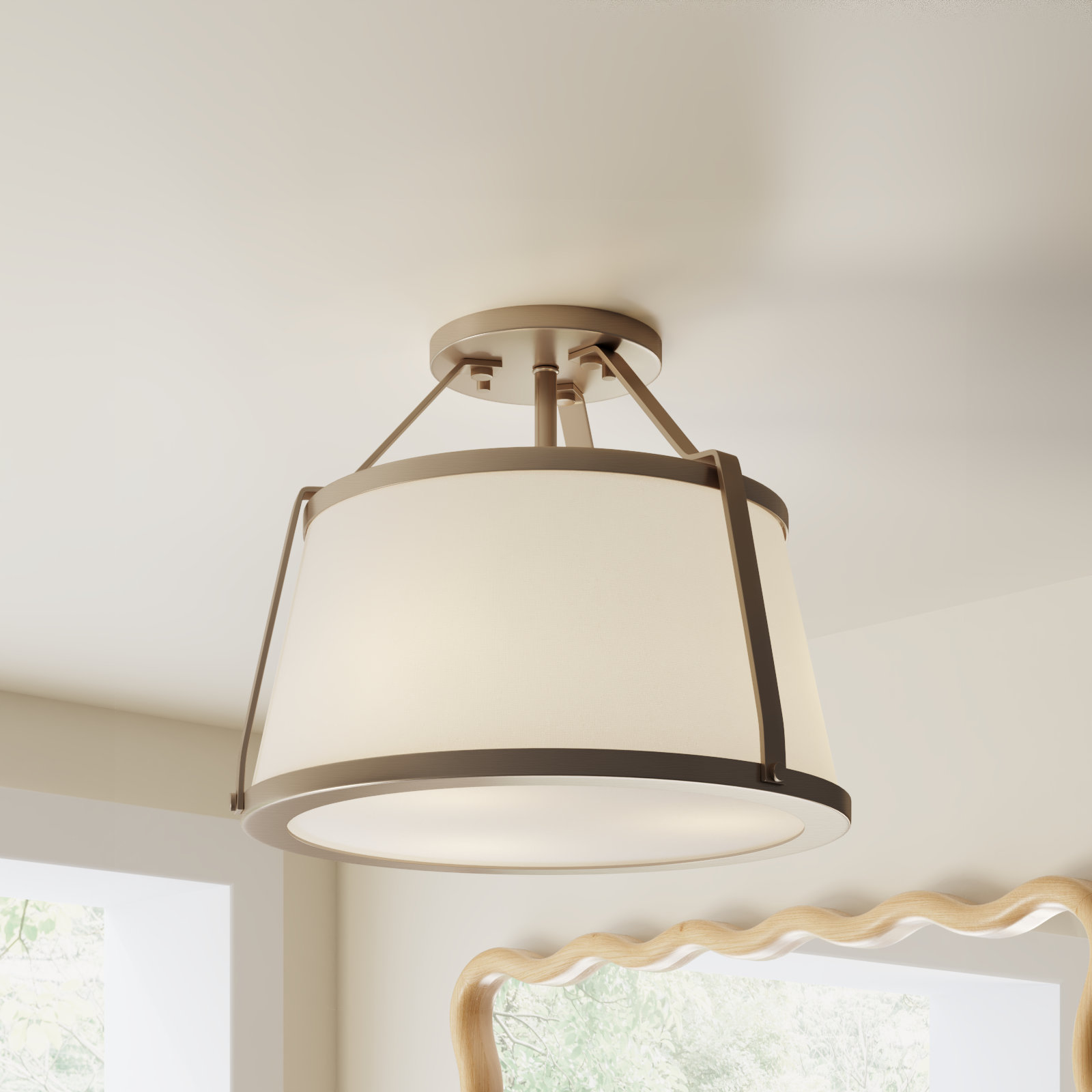 Vonnie 3 Light Semi Flush Mount, Burnished Brass