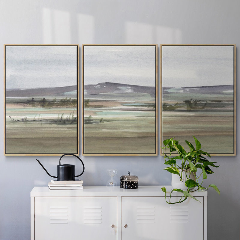 «Mute Marsh I», reproduction sur toile flottante 3 pièces, H 40 po x l 78 po x P 2 po, Naturel