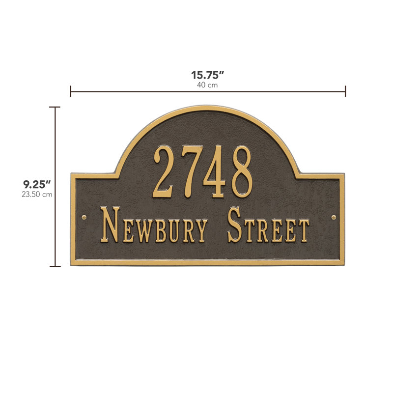 2-Line Wall Address Plaque, Yes, Bronze and Gold