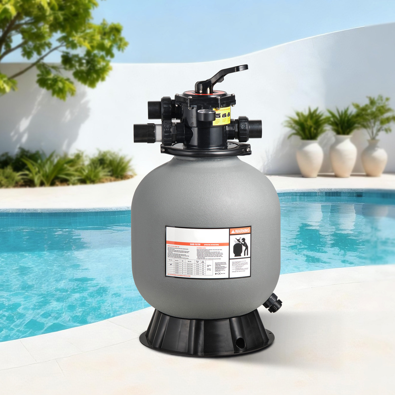 VEVOR Sand Filter, 18-Inch, 40 GPM Above Inground Swimming Pool Sand ...