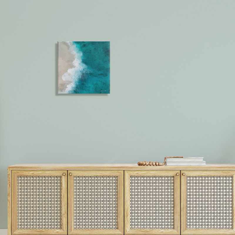 Vue aérienne de la plage de l'océan, peinture sur toile par Denise Brown - Peinture, Toile tendue