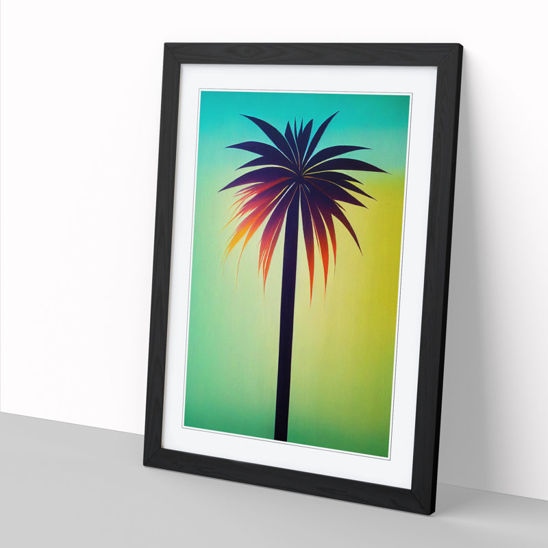 Palm Tree Art Vol.4 - Single Picture Frame Print, 64cm H x 46cm W x 2cm D, Black