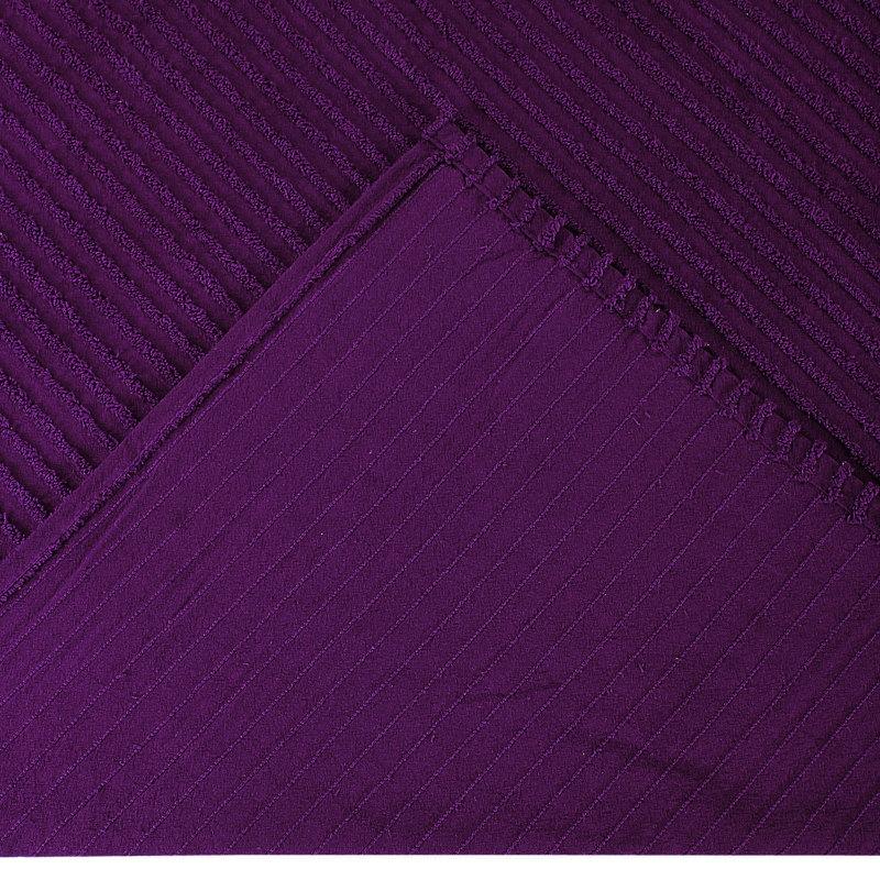 Couvre-lit capitonné en chenille 100% coton Jullian, motif rayé classique, couvre-lit doux et respirant, lavable à la machine toutes saisons, certifié OEKO-TEX, grand lit, prune