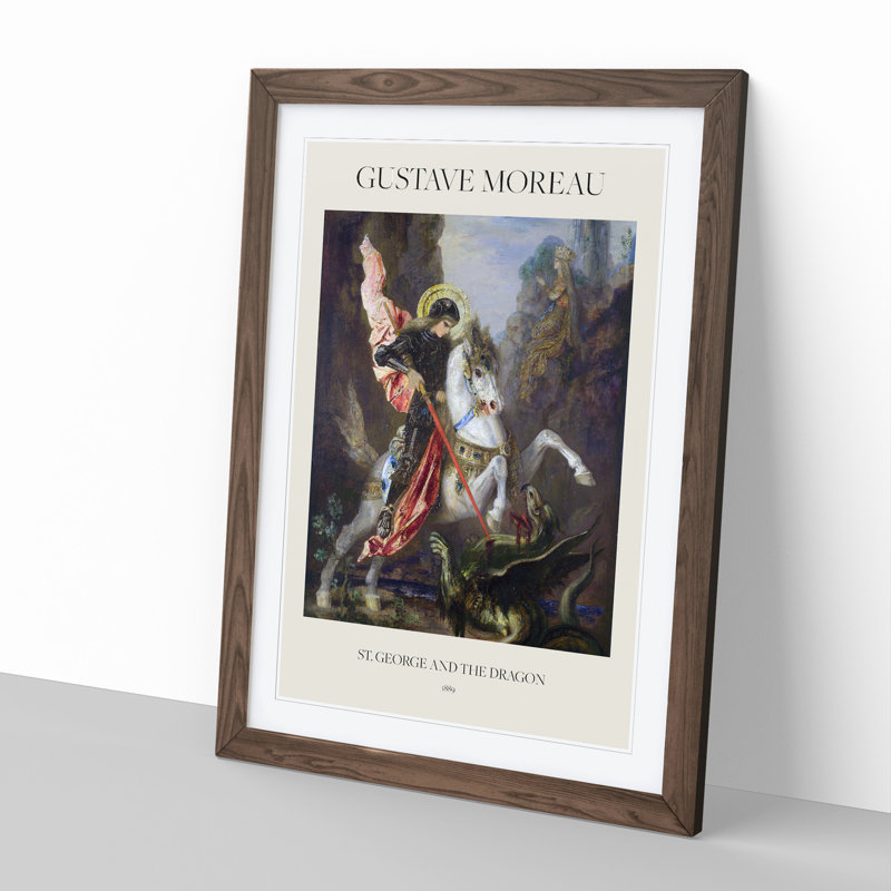 St George And The Dragon by Gustave Moreau - Single Picture Frame Print, Walnut Framed, 36cm H x 27cm W x 2cm D
