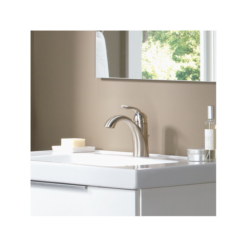 Lahara Single Hole Bathroom Faucet with Drain Assembly, Single Handle Bathroom Sink Faucet, Brilliance Stainless