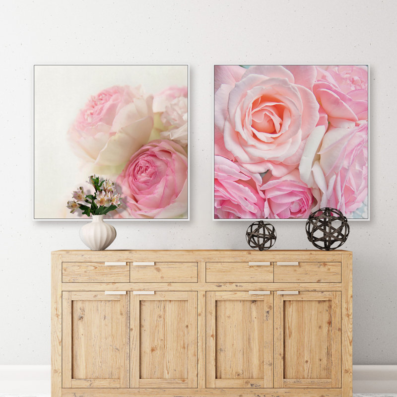 «Rose Bunch Diptych» par Marmont Hill - ensemble de 2 reproductions de photos sur toile, H 18 po x l 18 po x L 1,5 po