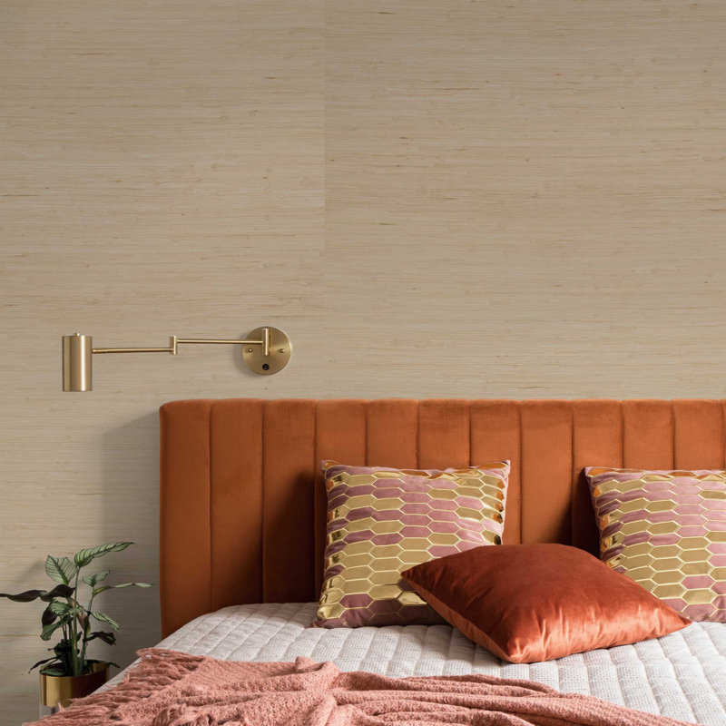 Rufas Tight Weave Jute Authentic Grasscloth Wallpaper, Beige