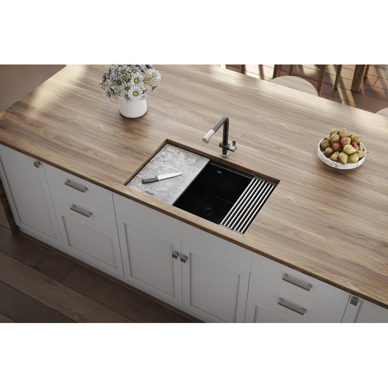 Évier de cuisine encastré en granite composite noir mat 30 po Ruvati