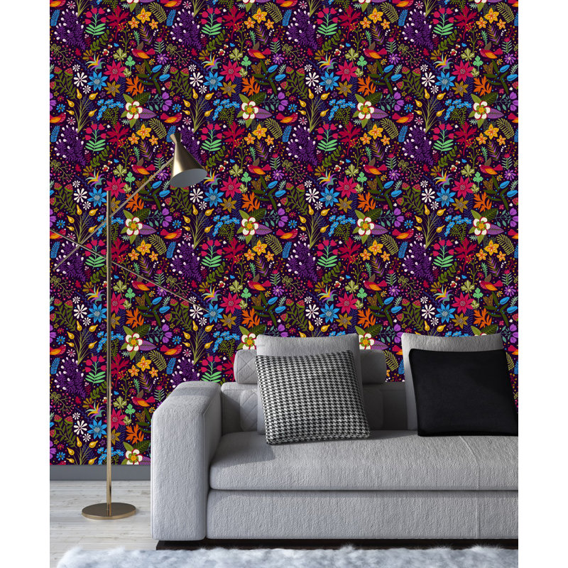 Brightly Flowers Wallpaper Pre-Pasted Vinyl Floral