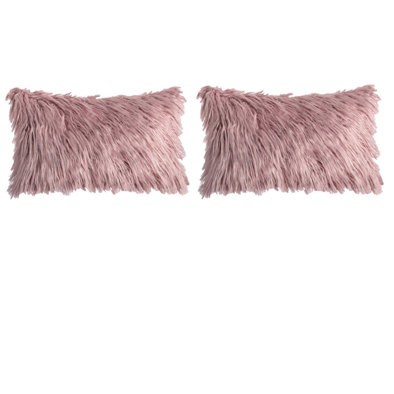 Housse de coussin en fausse fourrure, Non, Rose foncé