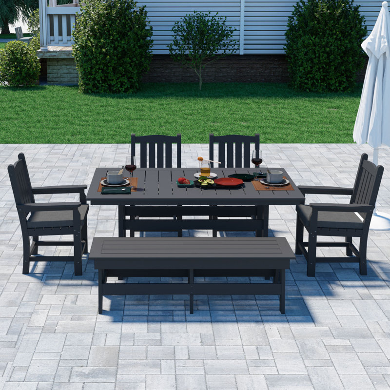 Outdoor HDPE 60" Dining Bench, Black