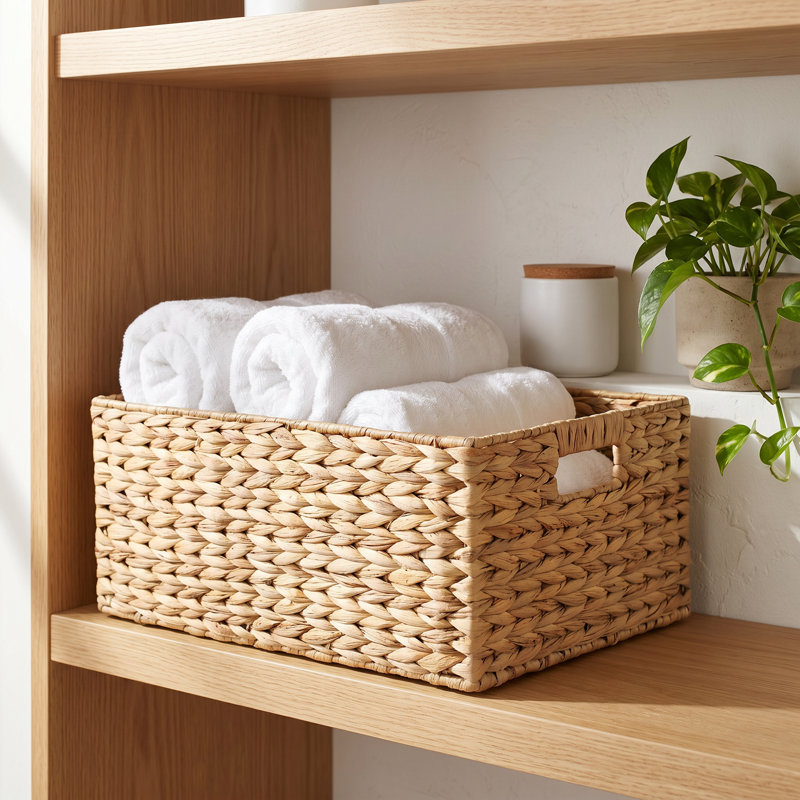 Rect Water Hyacinth Basket - Medium, 7.09" H x 9.84" H x 15.75" D