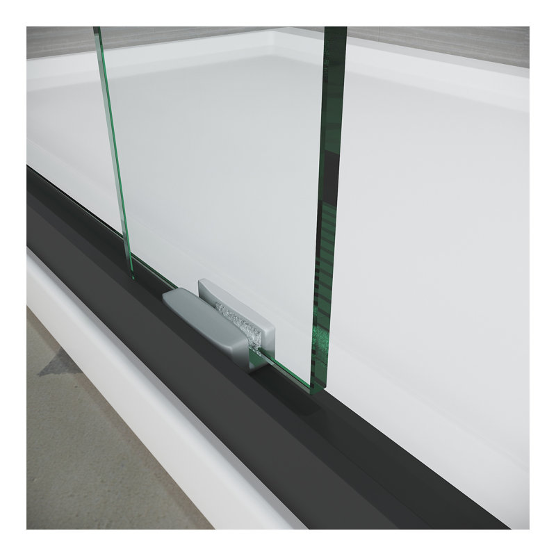 Sliding Shower Glass Door 56-60 in. W x 72 in. H, Adjustable Semi Frameless Shower Door, Certified Thick Clear Clear Tempered Glass, 304 Stainless Steel Handles, 