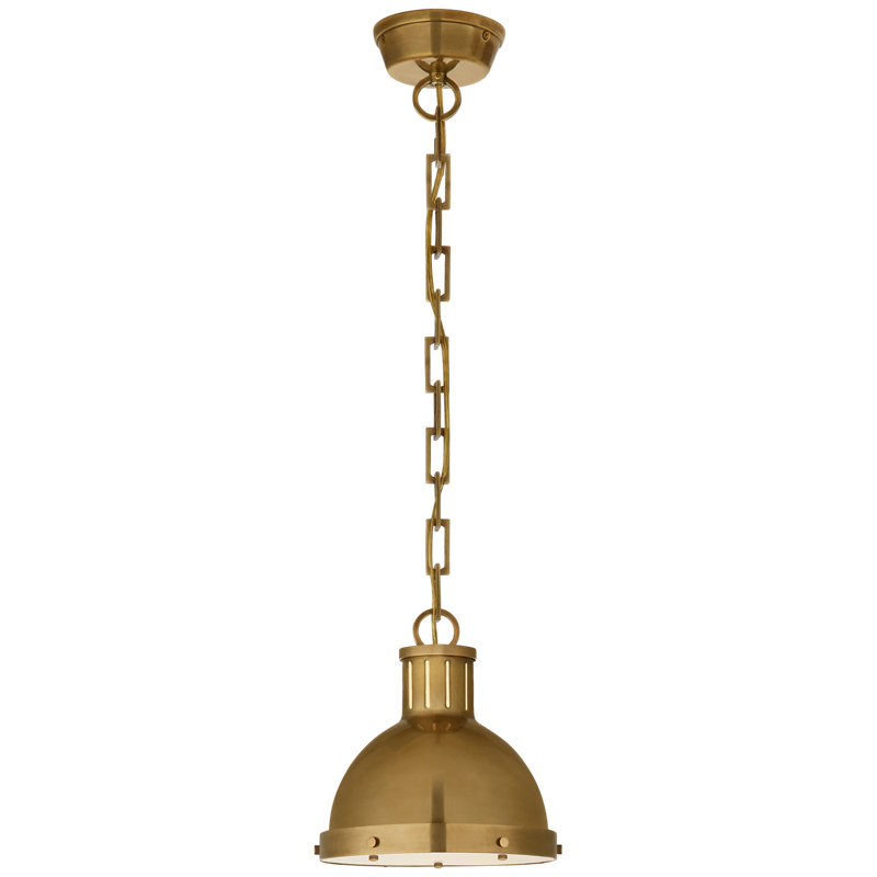 Thomas O'Brien Hicks 1 - Light Small Pendant, 9.25" H x 8.75" W x 8.75" D, Hand-Rubbed Antique Brass