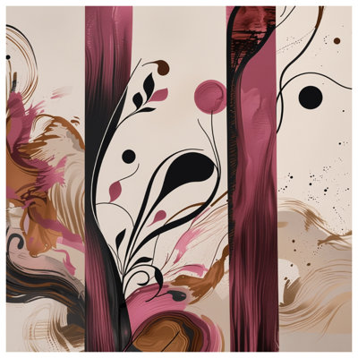 Tapisserie abstraite à rayures florales - Décoration murale abstraite