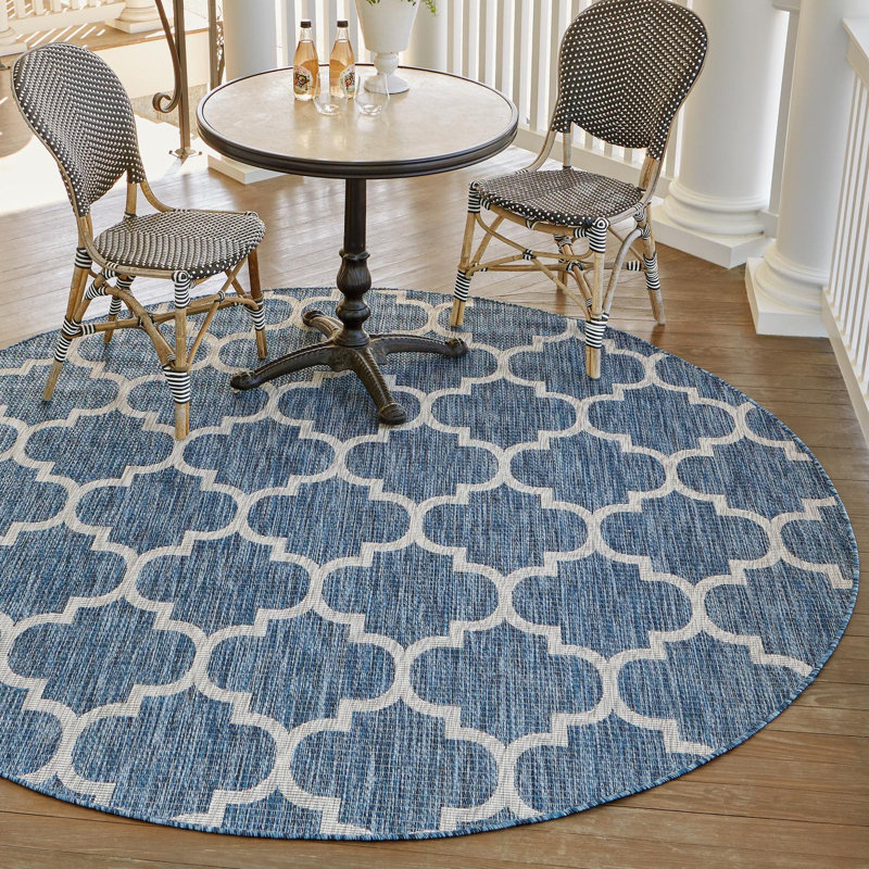 Suffolk Blue Indoor/Outdoor Area Rug, Round 10'