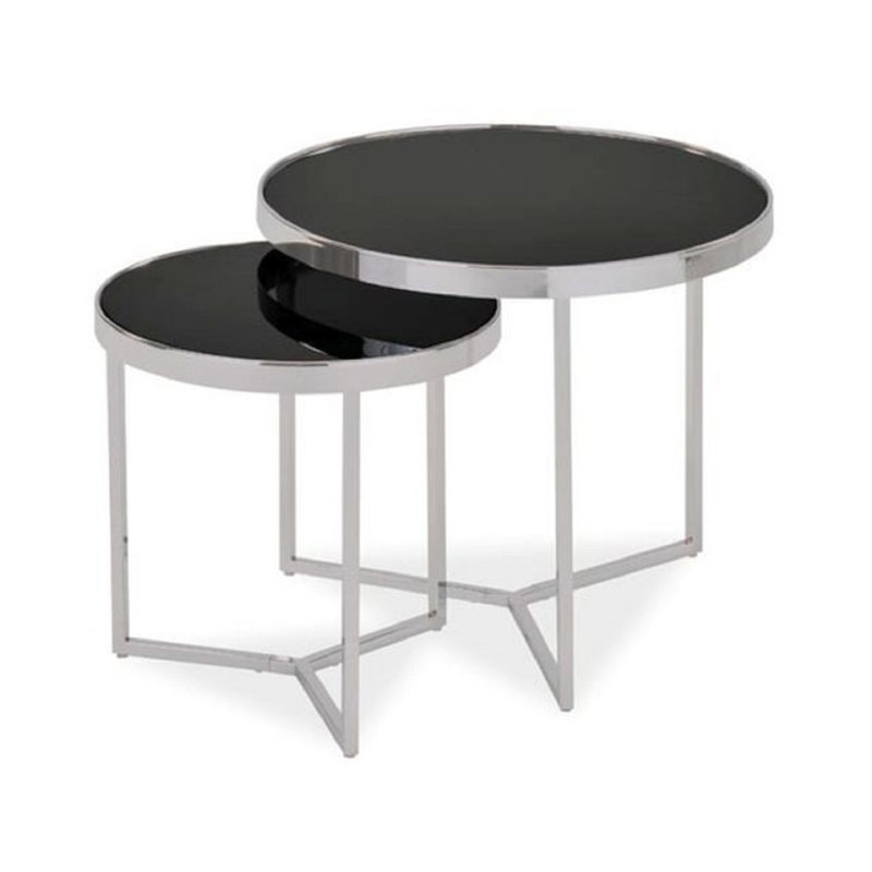 Whitley Bay Glass Top Trestle Nesting Tables