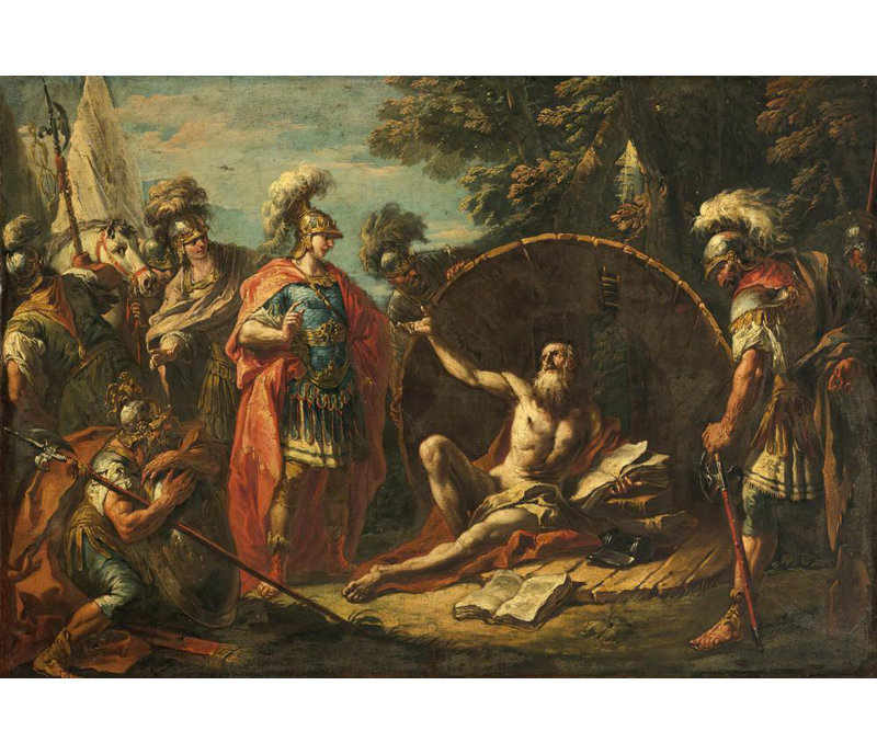 "Alexander et Diogène" par Gaspare Diziani - Art mural sur toile tendue avec châssis, H 18 po x l 14 po