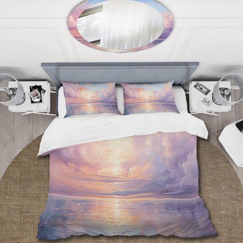 Ensemble de housse de couette Sunset Cotton Candy Skies II - Sunset, Housse de couette pour grand lit et 2 taies décor