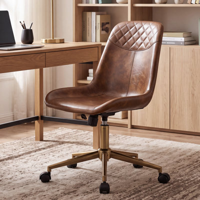 Chaise de travail sans accoudoirs en similicuir de 23 po Keavey 
