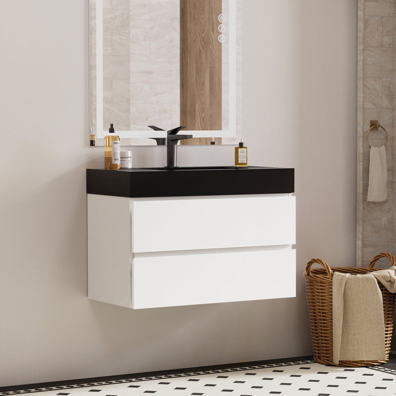 Meuble-lavabo 24 po avec lavabo intégré, Blanc, 24"