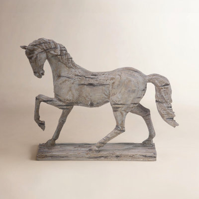 Beaudette Polystone Prancing Horse Decorative Beige Sculpture