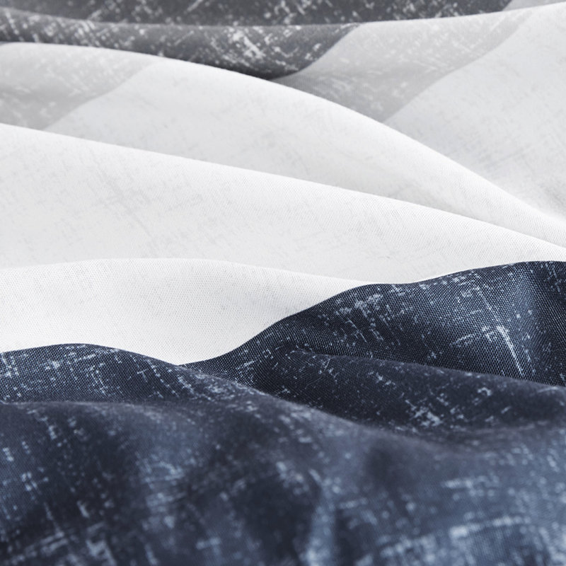 Édredon avec draps imprimés - lit de style moderne pour chambre à coucher bleu, accents gris lavable et séchant à la machine
