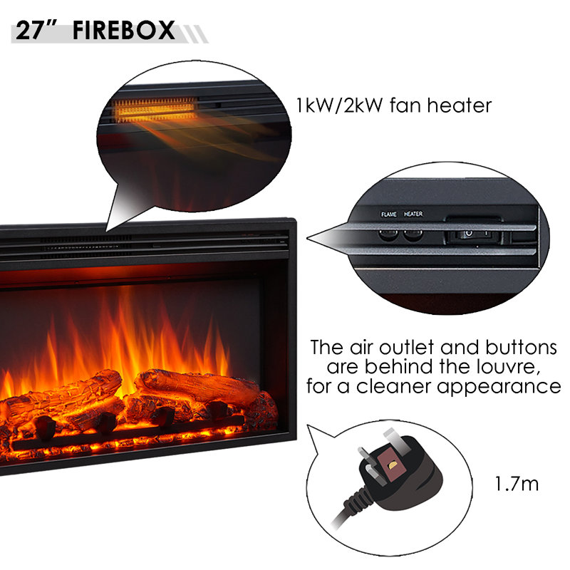 FLAMME Beadell Electric Fireplace with surround with 2kW Fireplace Heater Multiple Colours Available, Espresso Oak