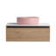 Meuble-lavabo mural 30 po avec finition café clair et lavabo en céramique rose