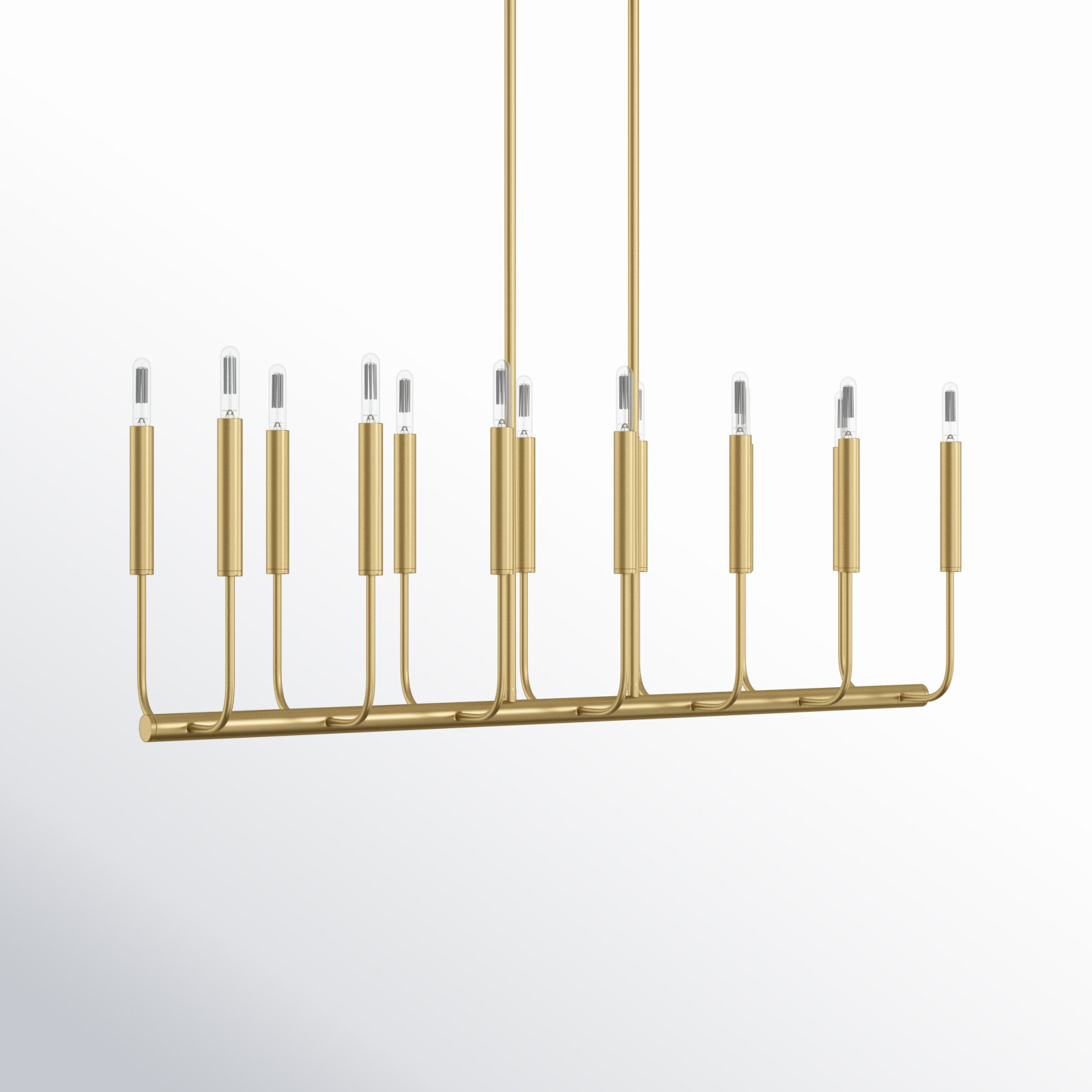 Tedder 14 Light Steel Dimmable Pendant, Burnished Brass