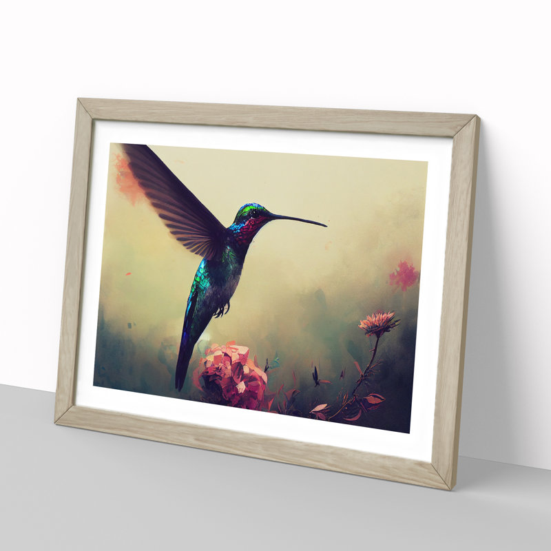 Hummingbird Vol.4 Abstract - Framed Print, 46cm H x 64cm W x 2cm D, Oak