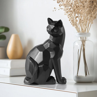 Figurine en forme de chat noir à facettes (9,5 pouces) Bostobrick