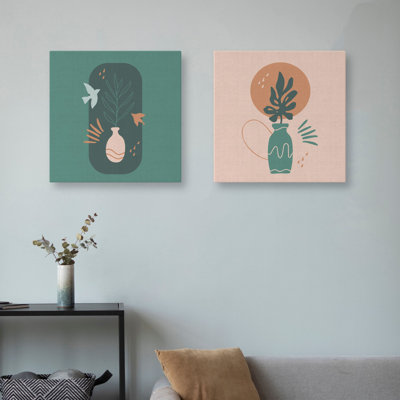 Peintures décoratives élégantes (2 pièces), 12 x 12 pouces | 100% toile avec cadre 100% bois | Parfait pour le salon, la chambre à coucher ou le bureau, ajoute une touche d'élégance et de modernité à tout espace