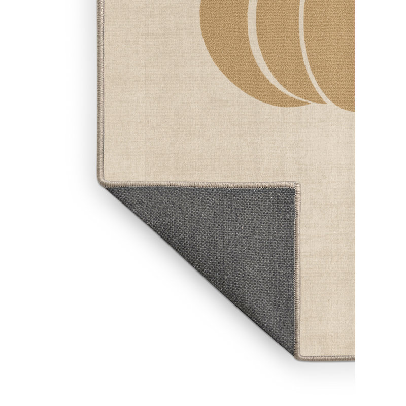 Soft Plush Everitt Thanksgiving Modern & Contemporary Abstract Area Rug in Beige – Beige Binding, 2x5