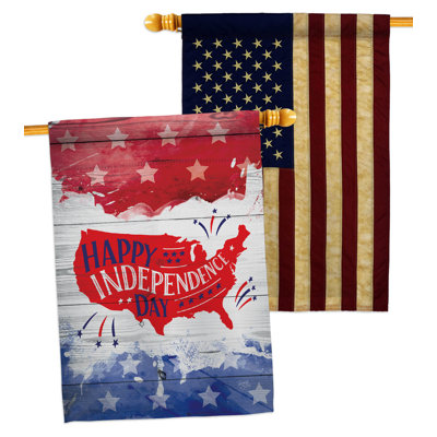 Double Sided 40'' H x 28'' W Polyester Independence Day House Flag